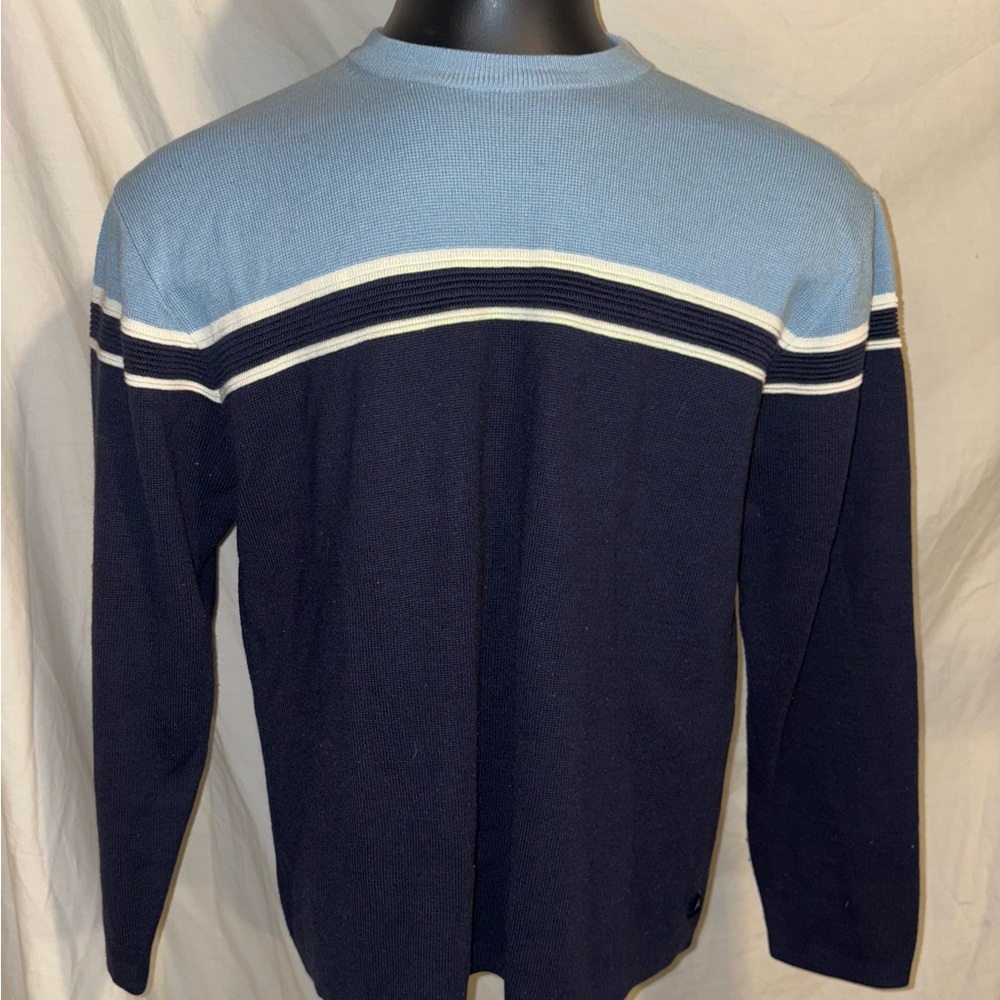 Point Zero Crew Neck Pullover Sweater 2 Tone Blue… - image 2